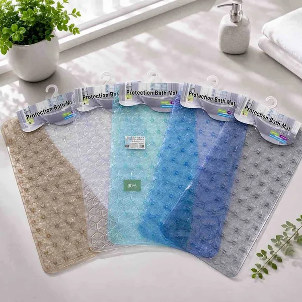 Protuklizna podloga za tuš 40×60 cm — prozirna s kristalnim uzorkom
