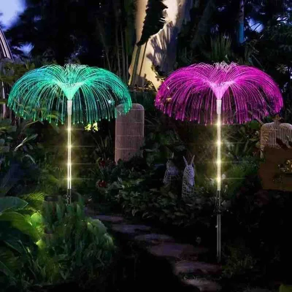 Solarne ubodne lampe meduze sa svjetlećim nitima, 7 boja, set od 2 (slika 2)
