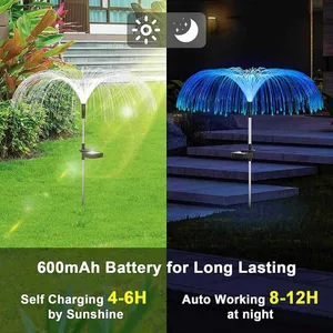 Solarne ubodne lampe meduze sa svjetlećim nitima, 7 boja, set od 2 (slika 4)