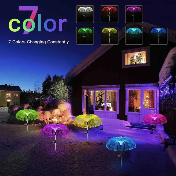 Solarne ubodne lampe meduze sa svjetlećim nitima, 7 boja, set od 2 (slika 3)