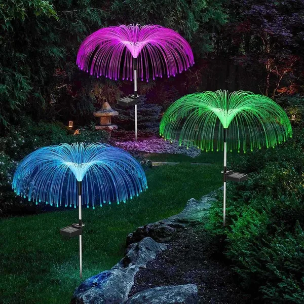 Solarne ubodne lampe meduze sa svjetlećim nitima, 7 boja, set od 2 (slika 5)