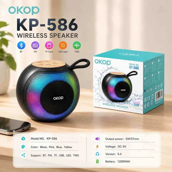 Okrugli Bluetooth zvučnik sa šarenim svjetlom, KP-586 (slika 2)