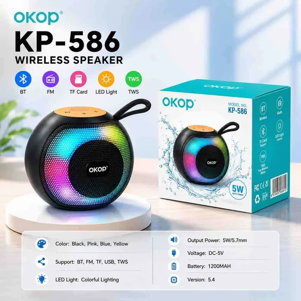 Okrugli Bluetooth zvučnik sa šarenim svjetlom, KP-586