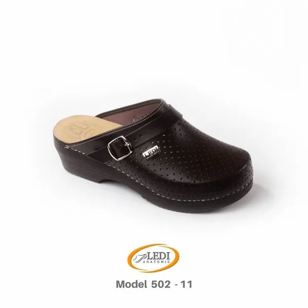 LEDI ANATOMIC 502-11 — tamnosmeđe perforirane klompe s kopčom