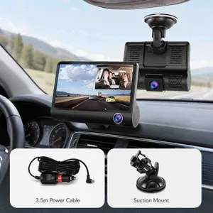 Auto kamera s 3 objektiva i ekranom 4 inča