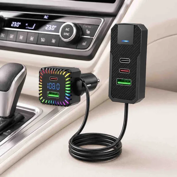 FM transmiter za auto s produžnim USB razdjelnikom za zadnja sjedišta, M41