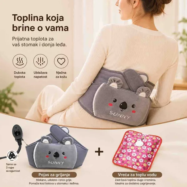 Pojas za grijanje stomaka i leđa s električnim termoforom — koala