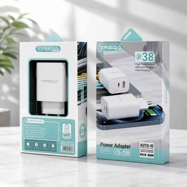 Brzi punjač TREQA CS-238 38 W s USB-C i USB izlazom