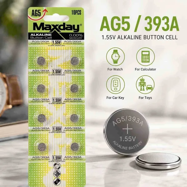 Alkalne dugmaste baterije AG5, AG10 i AG13, kartica od 10