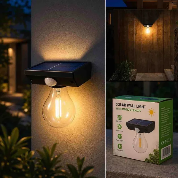 Solarna zidna lampa sa sijalicom i senzorom pokreta 819-1