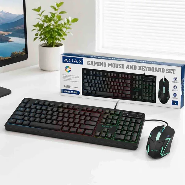 Gejmerski komplet tastatura i miš s RGB svjetlom AOAS M-300