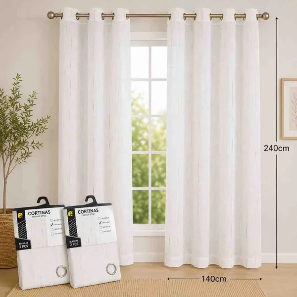 Bijela zavjesa od voala 140×240 cm — prugasta tekstura