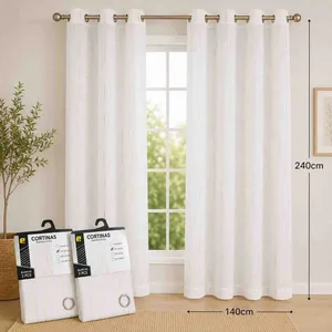 Bijela zavjesa od voala 140×240 cm — prugasta tekstura