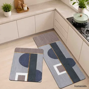 Set prostirki za kuhinju 40×60 i 40×120 cm — sivo-plavi geometrijski