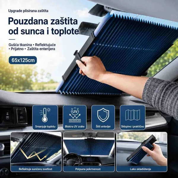 Rolo zaštita od sunca za vjetrobransko staklo auta 65×125 cm