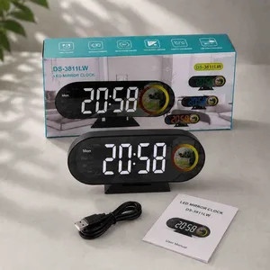 Digitalni LED sat s ogledalom i noćnim svjetlom, DS3827LW