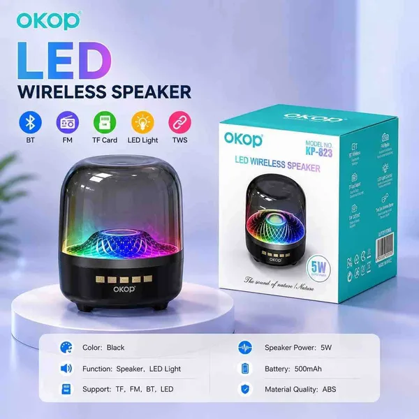 Bluetooth zvučnik s prozirnom kupolom i LED svjetlom, KP-823