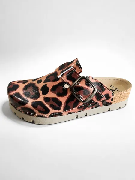 EXTRA STAR — leopard klompe s kopčom