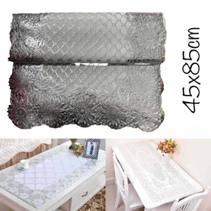 Srebrni PVC podmetači s uzorkom rombova, set od 12 — srebrni s rombovima