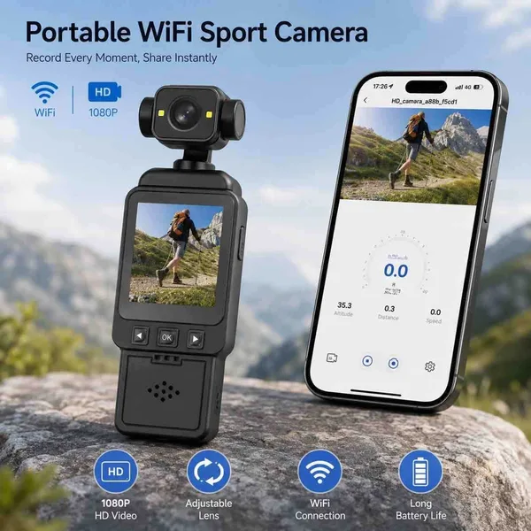 Prijenosna WiFi sportska kamera 1080p s okretnom lećom