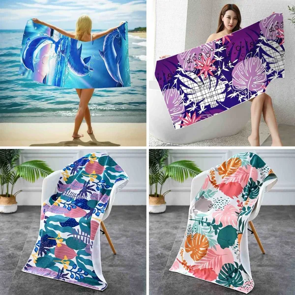 Pamučni peškir za plažu — tropski motivi — 60×120 cm