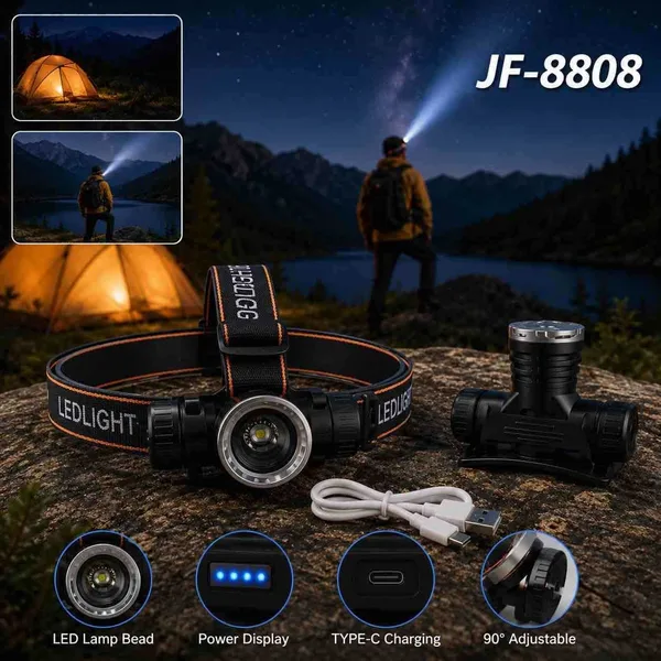 Punjiva čeona lampa s pokazivačem baterije, Type-C JF-8808