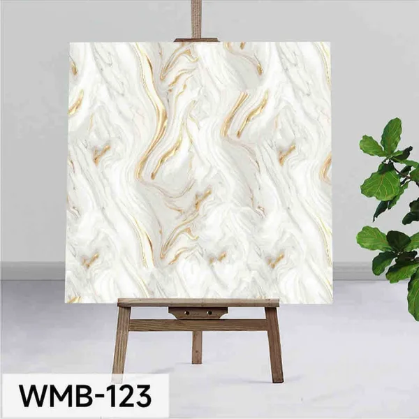 Samoljepljiva vodootporna pločica za zid i pod 60×60 cm — krem mramor sa zlatom WMB-123