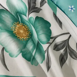 Posteljina pamuk-poliester bračna — mint cvjetovi — detalj