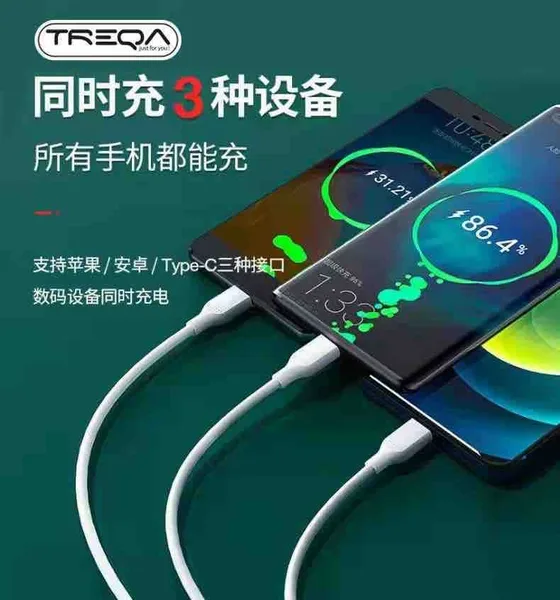 USB kabl 3 u 1 TREQA CA-868 (Lightning, USB-C, micro USB), 3,1 A (slika 2)