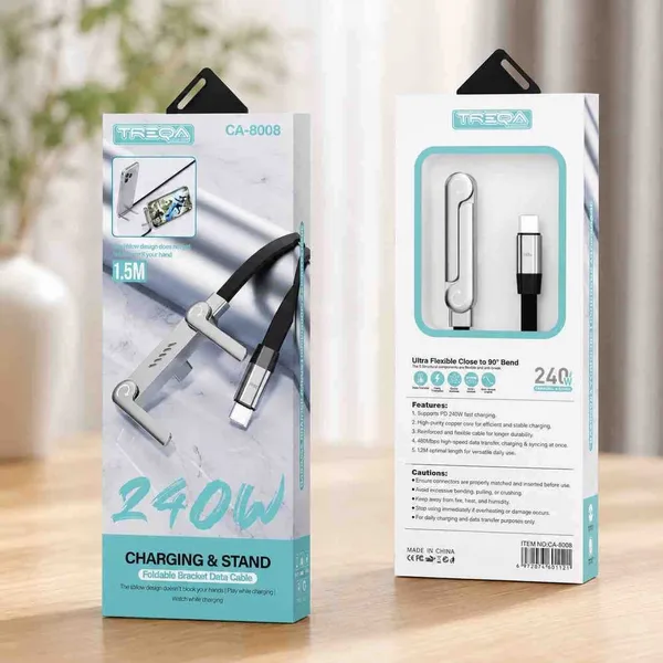 USB-C kabl sa stalkom za mobitel TREQA CA-8008, 240 W, 1,5 m