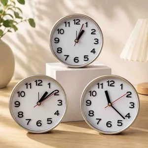 Okrugli stoni sat s metalnim rubom, 9,8 ili 13 cm — 13 cm, Srebrna (slika 2)