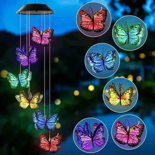 Solarna viseća lampa zvonce koja mijenja boje — s leptirima (slika 3)