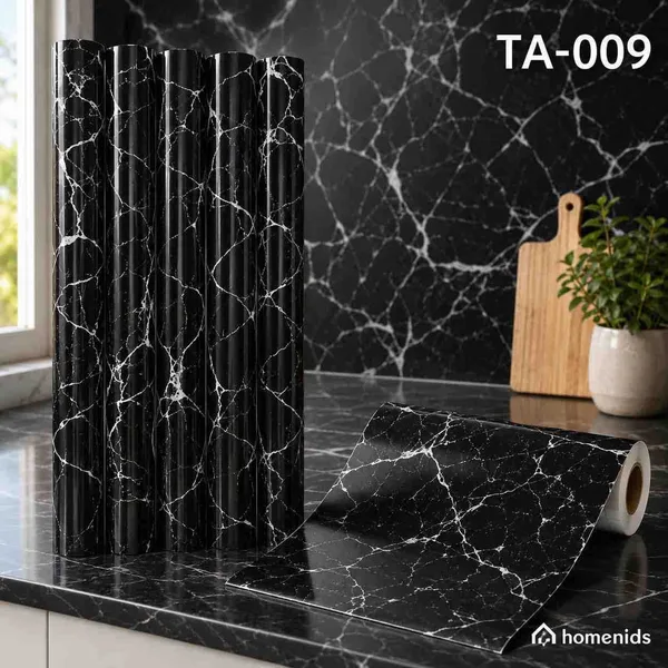 Samoljepljiva tapeta 60 cm × 5 m — crni mramor
