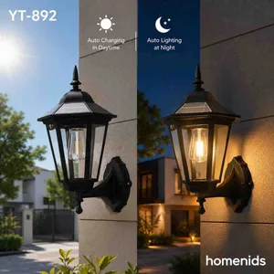 Solarna zidna lampa fenjer klasičnog izgleda, 12 × 27 cm YT-892