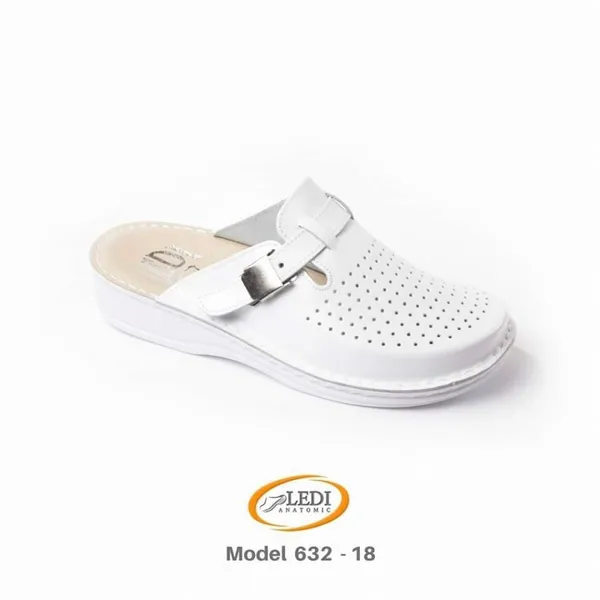 LEDI ANATOMIC 632-18 — bijele perforirane klompe s kopčom