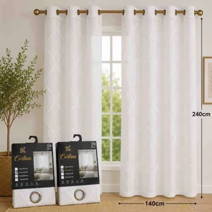 Bijela zavjesa od voala 140×240 cm — rombovi