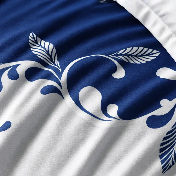 Posteljina pamuk-poliester jednostruka — plavi ornament — detalj