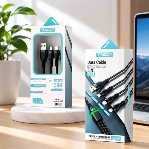 USB kabl 3 u 1 TREQA CA-867 (Lightning, USB-C, micro USB), 66 W