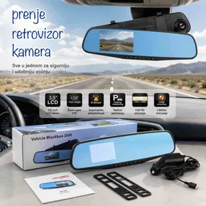 Retrovizor s kamerom za snimanje vožnje, ekran 3,5", Full HD