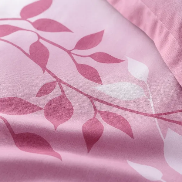 Posteljina pamuk-poliester bračna — roze cvjetni vijenac — detalj