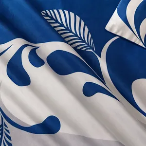 Posteljina pamuk-poliester bračna — plavi ornament — detalj
