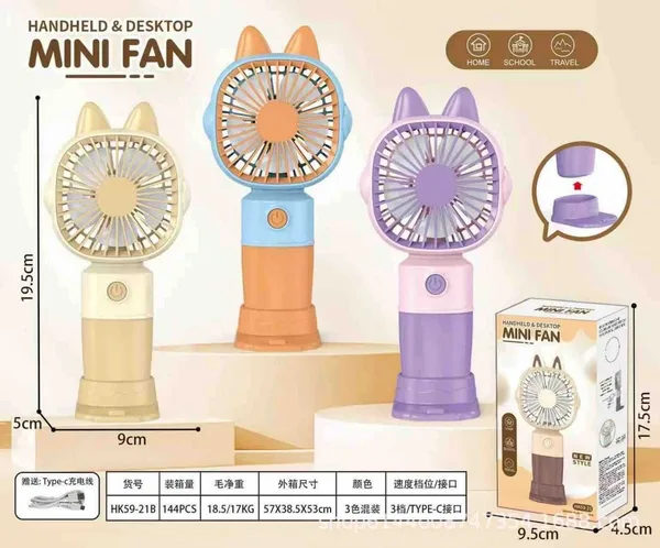 Mini ručni ventilator s ušima i postoljem HK59-21