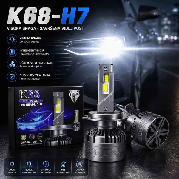 LED sijalice za farove K68, bijelo svjetlo 6000K, par — H7 (slika 2)