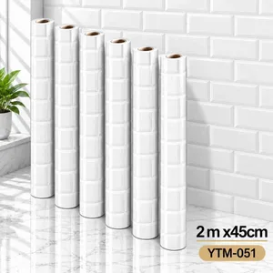 Samoljepljiva tapeta širine 45 cm — bijele pločice YTM-051