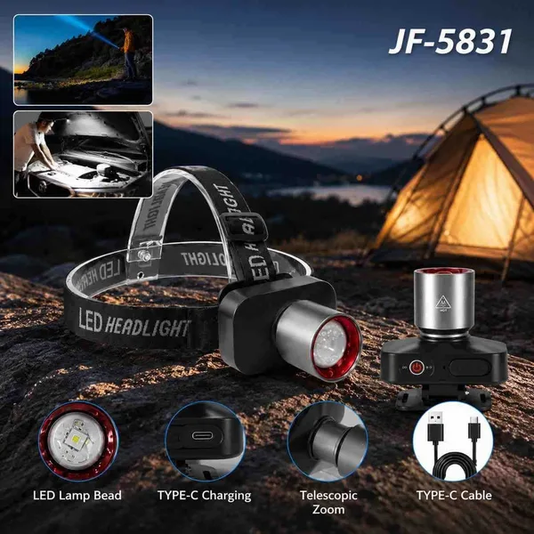 Punjiva čeona lampa sa zumom, Type-C JF-5831