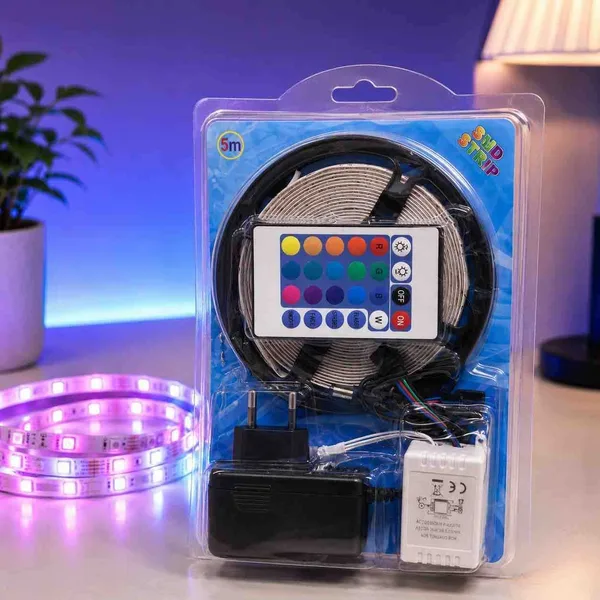 RGB LED traka 5 m, 2835, s adapterom i daljinskim