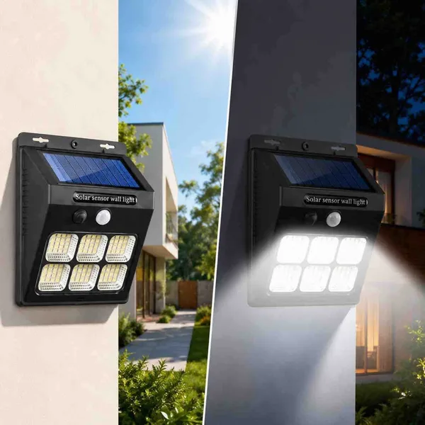 Solarna zidna lampa sa senzorom pokreta, 6 COB polja XY-601