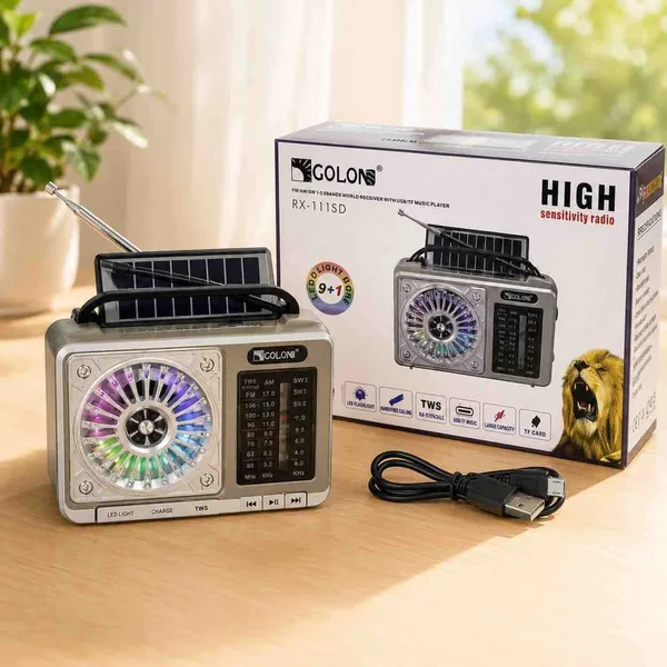 Radio sa solarnim panelom, Bluetoothom i LED svjetlima, RX-111SD