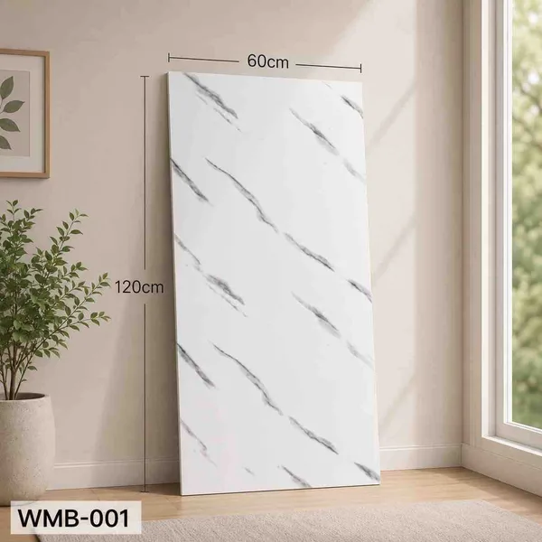Samoljepljiva zidna pločica 60×120 cm — bijeli mramor s dijagonalnim žilama WMB-001