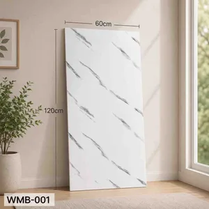 Samoljepljiva zidna pločica 60×120 cm — bijeli mramor s dijagonalnim žilama WMB-001